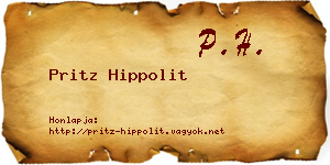 Pritz Hippolit névjegykártya